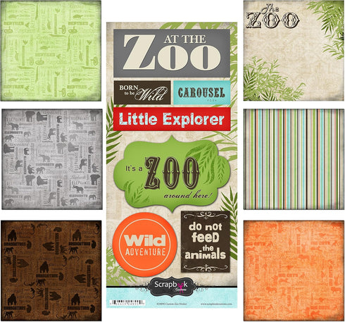 Scrapbook Customs Themed Paper and Stickers Scrapbook Kit, Zoo...