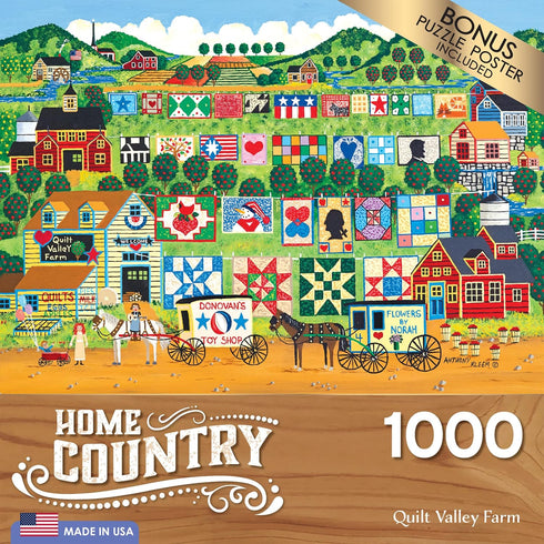 RoseArt - Home Country- Quilt Valley Farm - 1000 Piece Jigsaw Puzzle...