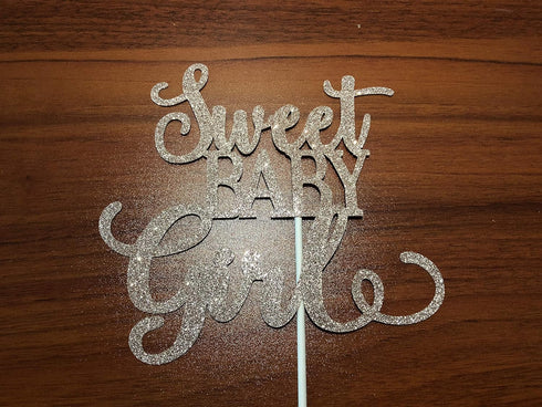 Sweet Baby Girl Cake Topper Rose Gold Glitter Baby Shower Girl Cake Topper Baby Girl Cake Topper for Baby Shower, Its A Girl Cake Toppers, Baby Gi...