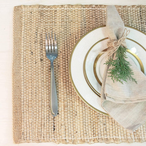 Chardin Home Eco-Friendly Natural Jute/Hemp Placemats 13''x''19, Set of 4 Natural/Beige Table Mats | Perfect for Holidays, Thanksgiving, Christmas...