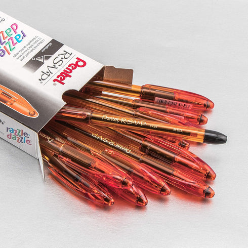 Pentel R.S.V.P. Razzle-Dazzle Ballpoint Pen, Medium Line, Orange Barrel, Black Ink, Box of 12 (BK91RDF-A)......