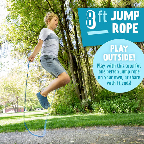 Just Jump It 8' Foot Jump Rope 2 Pack - Active Outdoor Youth Fitness Exercising Equipment - Kid Friendly Braided Nylon Gym Accessories...