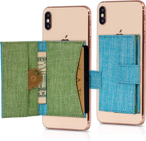 | Stick On Cell Phone Wallet and Card Holder for Phone Case | iPhone Compatible(Blue Green)...
