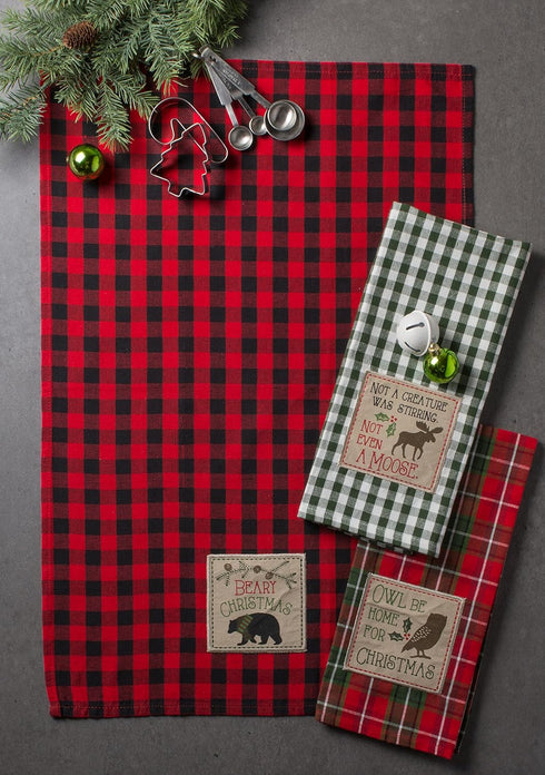 DII Holiday Kitchen Collection Embroidered Dishtowel Set, 18x28, Cabin Christmas, 3 Piece...
