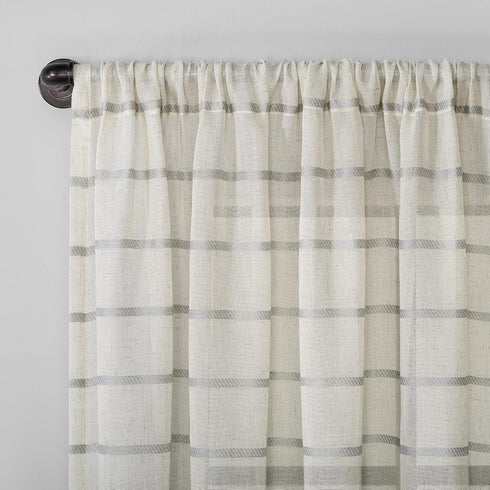 Clean Window Twill Stripe Anti-Dust Allergy/Pet Friendly Anti-Dust Sheer Curtain Panel, 52" x 84", Gray...