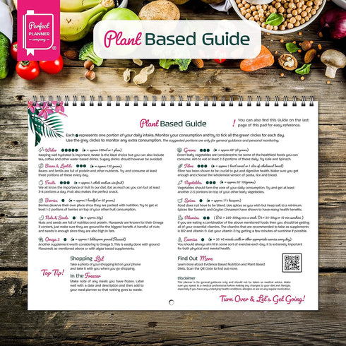 Perfect Planner Company - Plant-Based Weekly Meal Planner - A4 Spiral Bound Pad - Vegan Meal Planner & Nutrition Tracker - Shopping List & Freezer...