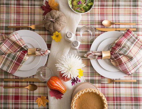 DII Give Thanks Plaid Fall Table Decor, Autumn & Thanksgiving Tabletop Linens, 60x104 Rectangle Tablecloth...