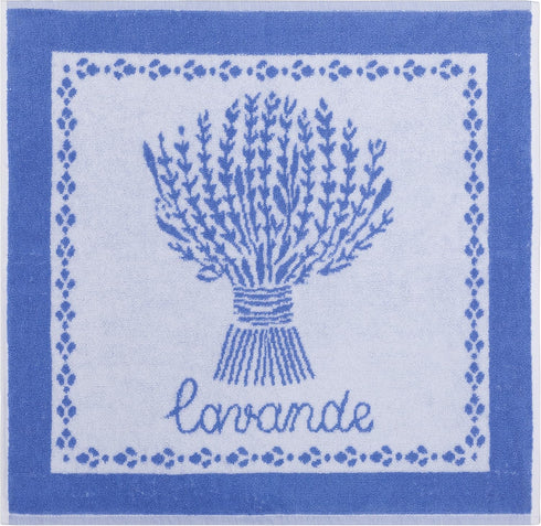 French Cotton Square Terry Towel, Lavande Lavande, 20-Inches by 20-Inches, Lavender, White...