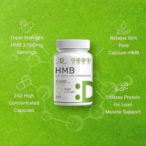 DEAL SUPPLEMENT Ultra Strength HMB Supplements 3,000mg Per Serving, 240 Capsules | Third Party Tested | Supports Muscle Growth, Retention & Lean M...