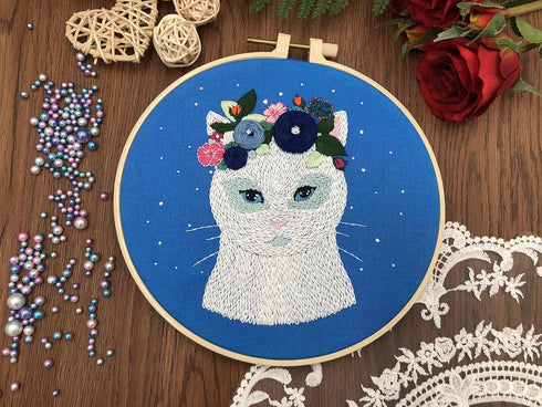 hi stone 4 Embroidery Sets for Beginners, DIY Adult Beginner Cross Stitch Kits, 4 Cross Stitch Kits, 2 Embroidery Hoops,Scissors,Needles,Needlepoi...