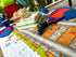 1 x Railroad Train Track Party Table Cover Tablecloth Runner, Reusable Plastic Table Cover for Kids Parties L86” x W17” Inches, by Playscene (1 Pa...