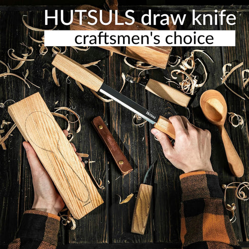 Draw Knife Woodworking Tool - Sharp & Ready 5.3 inch Debarking Knife with Leather Sheath, Easy to Use Straight Handles Draw Knife Debarking Tool, ...