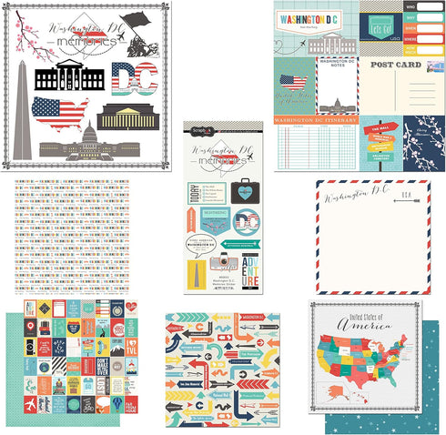 Scrapbook Customs Themed Paper and Stickers Scrapbook Kit, Washington D.C. City Memories...