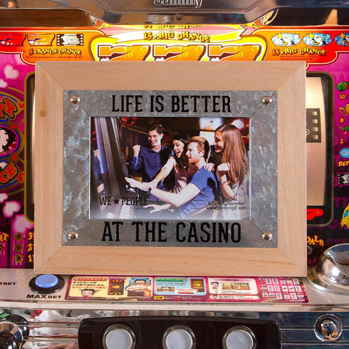 Pavilion Gift Company - Casino People - 9.5" x 7.5" Photo Picture Frame Self-Standing Casino Gambling Gambler Money Desk Home Decor...