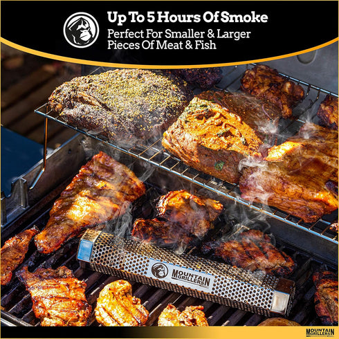 Mountain Grillers Pellet Smoker Tube 5-Hour Smoke Tube Generator for Hot & Cold Smoking Grill - BBQ Grill Stick Made From Heavy-Duty Rustproof Sta...