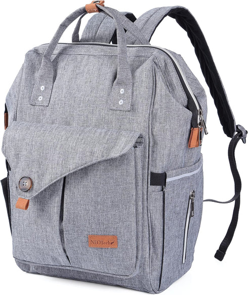 NeoTech Care Diaper Bag Backpack for Baby Girl/Boy, Wide Opening, Multifunction Organizing Pockets (Gray)...