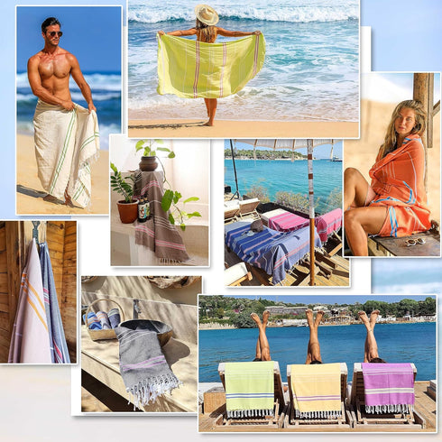 Cacala Turkish Beach Towel Quick Dry Prewashed for Soft Feel Extra Large Peshtemal for Bathroom, Travel, Pool and Swim, Paradise Series, 37 in x 7...