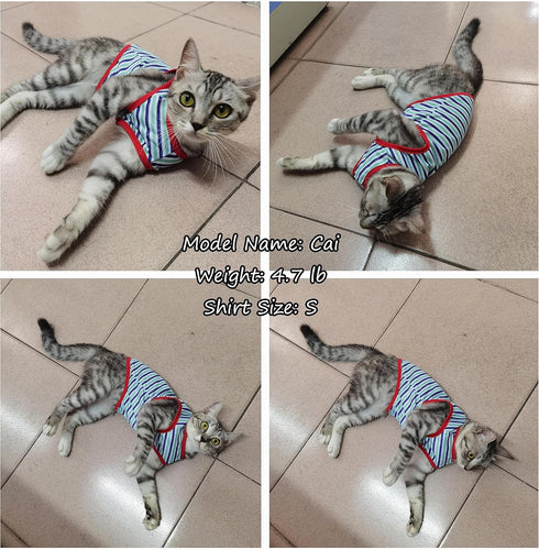 Dog Tank Top T Shirts, 2Pcs Blue Stripe Shirt for Small Dogs Cats Pets Clothes...