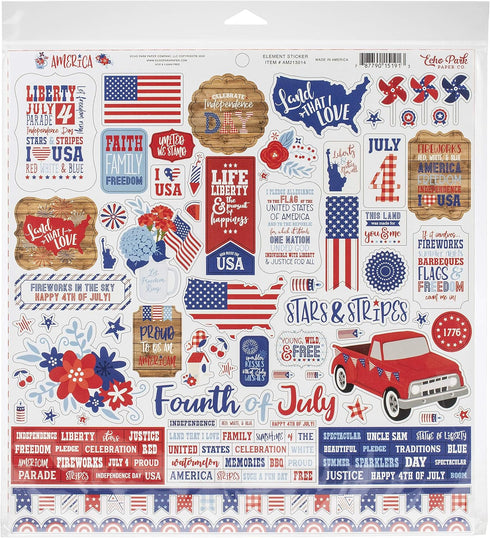 Echo Park Paper Company America Collection Kit paper, red, white, blue 12-x-12-Inch...