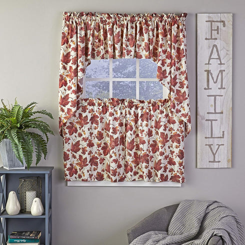 SKL Home Harvest Falling Leaves Valance, Spice 58.00" x 13.00"...