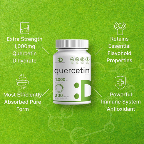 DEAL SUPPLEMENT Quercetin 1,000mg Per Serving, 300 Capsules – Healthy Immune Support Supplements, High Bioavailable Flavonoids, Natural Antioxidan...