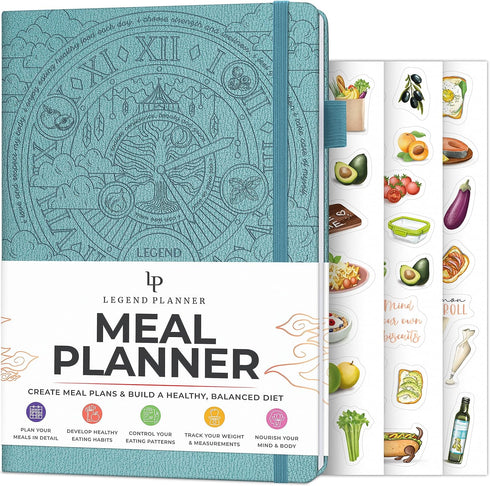 Legend Meal Planner – Weekly Meal Prep & Nutrition Journal with Grocery List & Weight Loss Tracker – Diet & Wellness Diary Log – Undated 12-Month ...