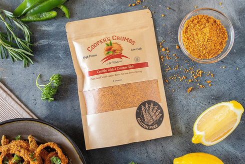 Cooper's Crumbs All Natural Gluten Free Low Carb Bread Crumb Alternative, High Protein, Vegan, Certified Kosher, Paleo, Keto (Crumbs with a Cayenn...