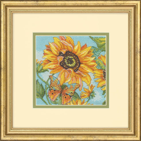 Dimensions 70-65228 Gold Petite Sunflower Garden Counted Cross Stitch Kit, 6" x 6", 18 Cnt. Ivory Aida, 4pcs...