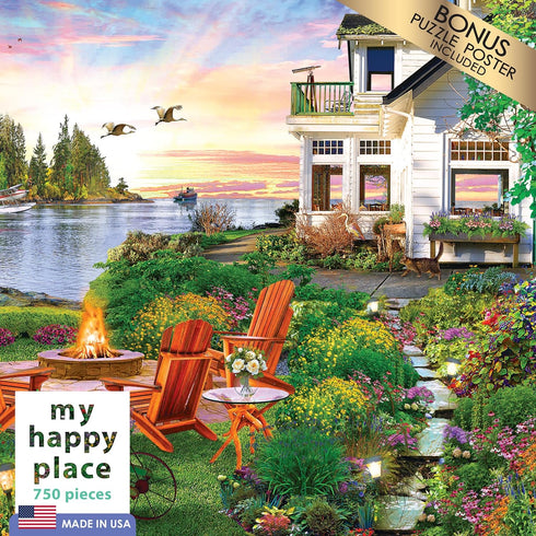 RoseArt My Happy Place-Harbor House-750 Piece Jigsaw Puzzle for Adults...