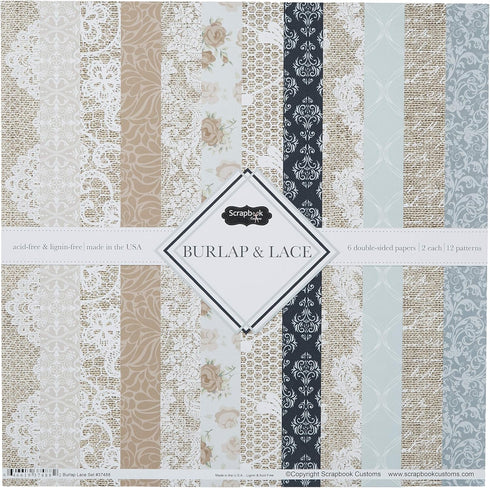 Scrapbook Customs Themed Paper Scrapbook Kit, Burlap & Lace, Blue,Navy, Original Version...