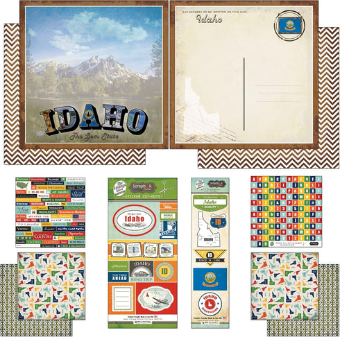 Scrapbook Customs Themed Paper and Stickers Scrapbook Kit, Idaho Vintage, 12 inch by 12 inch...