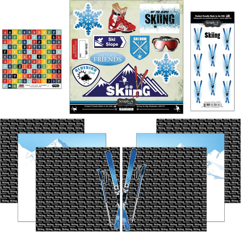 Scrapbook Customs Go Big Skiing Themed Paper and Stickers Scrapbook Kit , 12 inch by 12 inch...