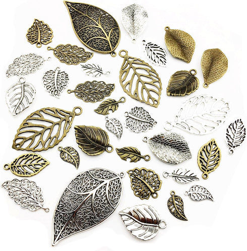 iloveDIYbeads 100g Craft Supplies Mixed Tree Leaves Pendants Beads Charms Pendants for Crafting, Jewelry Findings Making Accessory For DIY Necklac...