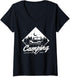 Womens Camping Lovers Adventure Camping Gear Accessories V-Neck T-Shirt...