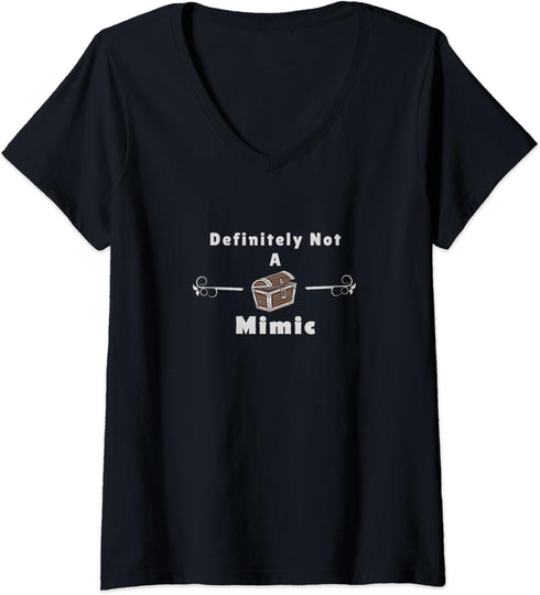 Womens Definitely not a mimic funny roleplaying gaming V-Neck T-Shirt...