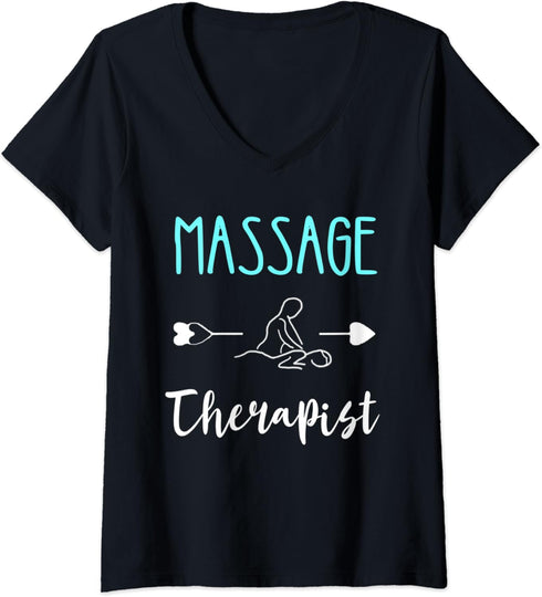 Womens Massage Therapist Spa Masseur Relaxation Physical Kneading V-Neck T-Shirt...