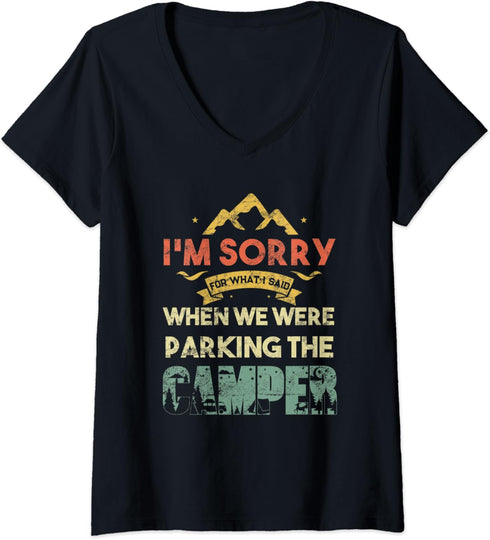 Womens Retro RV Camping Gear Funny Camping Gifts Sorry For What I V-Neck T-Shirt...