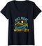Womens Hike More Worry Less - Hiking Camping Gear V-Neck T-Shirt...