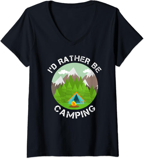 Womens Camping Lovers and Outdoor Lovers Camping Gear and Apparel V-Neck T-Shirt...
