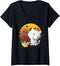 Womens Retro Cat Bowl Of Noodles Pet Anime Cute Animal Ramen V-Neck T-Shirt...