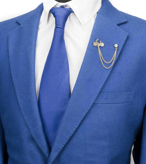 Knighthood Gold Bicycle and Stone Chain Lapel Pin Badge Coat Suit Wedding Gift Party Shirt Collar Accessories Brooch for Men Golden...