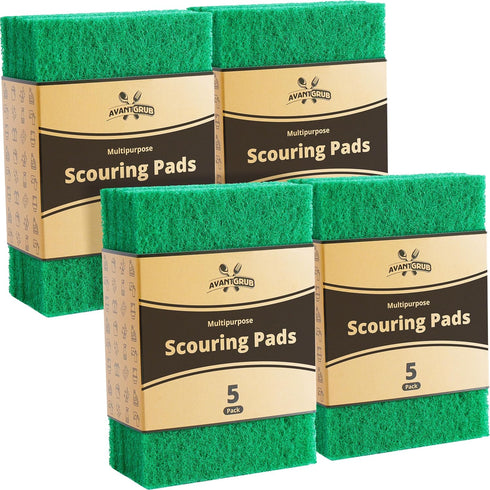 Green Sustainable 20 Pack Cleaning Scour Pads by Avant Grub. Powerful Stain Remover for Cookware. Easily Remove Grease and Residues. Eco-Friendly ...