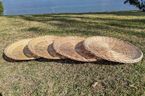 BB HOME, ZHONGER BHO Hand Weave Bamboo Paper Plate Holder 10in Set of 4 for Picnic Home Party and Daily Dinning...