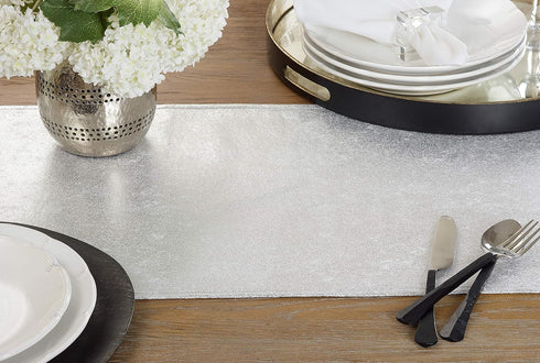 SARO LIFESTYLE Shimmering Evening Event Table Runner, 15" x 72", Silver...
