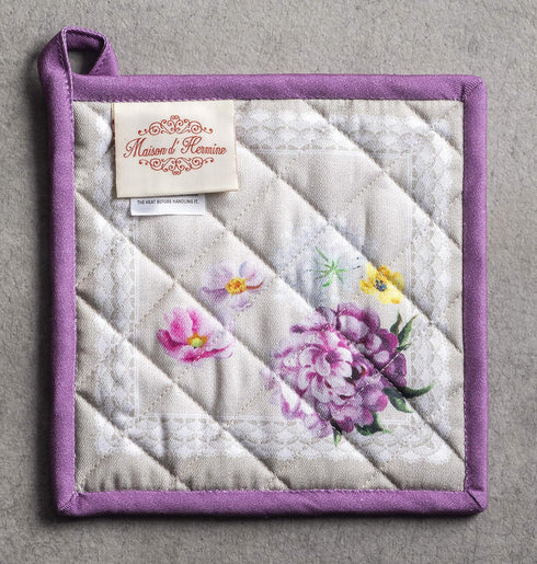 Maison d' Hermine Pot Holders Set 100% Cotton Heat Resistant Potholders 8" x 8" Hot Pads with Loop BBQ, Cooking, Baking, Grilling, Kitchen, Handli...