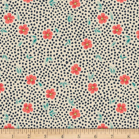 Art Gallery Fabrics Art Gallery Indie Folk Mist Flora Luminous Fabric, Red and Black...