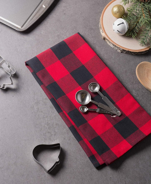 DII Buffalo Check Kitchen Collection, Classic Farmhouse Dishtowel Set, 20x30, Red & Black, 3 Piece...