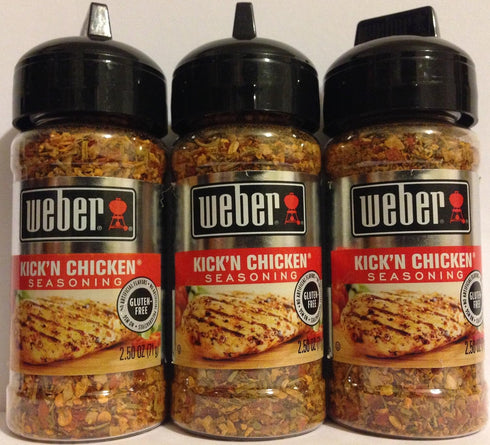 Weber Seasoning - Kick'N Chicken - Net Wt. 2.5 OZ (71 g) Per Bottle - Pack of 3...