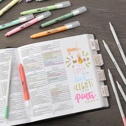 Mr. Pen- Bible Gel Highlighters and Fineliner Pens No Bleed, Pastel Colors, 18 Pcs, Bible Journaling Kit, Bible Highlighters and Pens No Bleed, Bi...