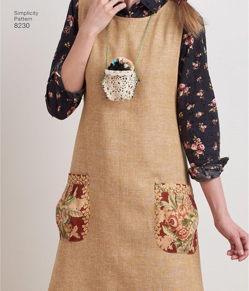 Simplicity 8230 Women's Reversible Apron Dress Sewing Pattern, 2 Styles, Sizes XS-XL...